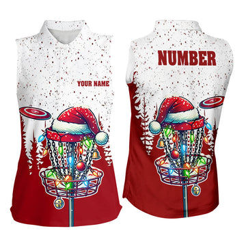 Grunge Forest Christmas Women’s Sleeveless Polo Shirt | Custom Team Disc Golf Apparel N8950