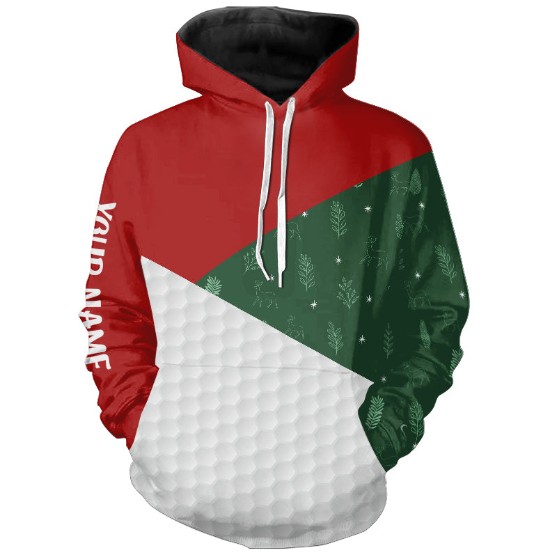 Christmas Pattern Golf Hoodie for Men and Women - Red, White, and Green Custom Design N8974