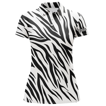 Zebra Print Women's Golf Polo Shirt - Personalized Gift for Golf Enthusiasts N4163