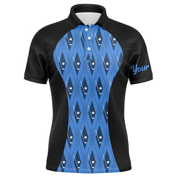 Men's Custom Black and Blue Argyle Pattern Golf Polo Shirt - Team Golf Tops for Men N7313