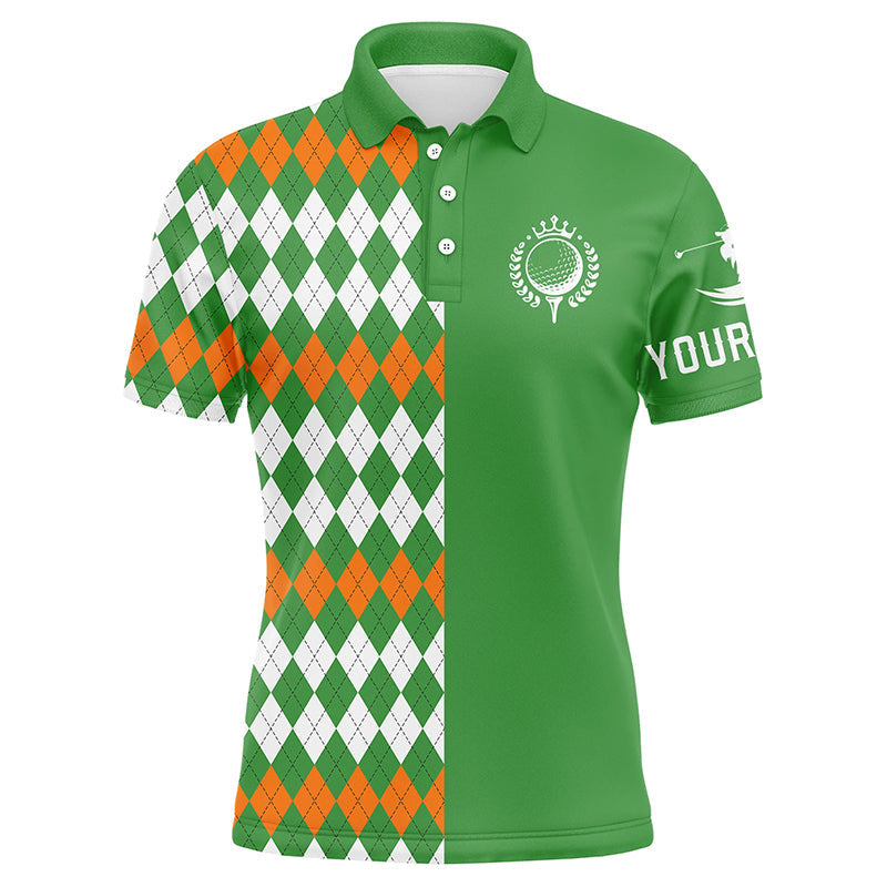 Men's Custom St. Patrick's Day Green Argyle Plaid Golf Polo Shirt - Perfect Golfing Gift N4761