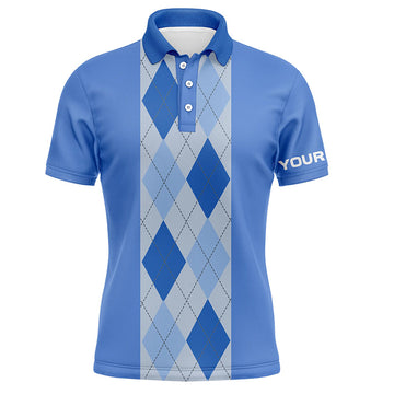 Men's Blue Argyle Plaid Golf Polo Shirt - Custom Golf Polo for Golf Enthusiasts - Golfing Gift N7190