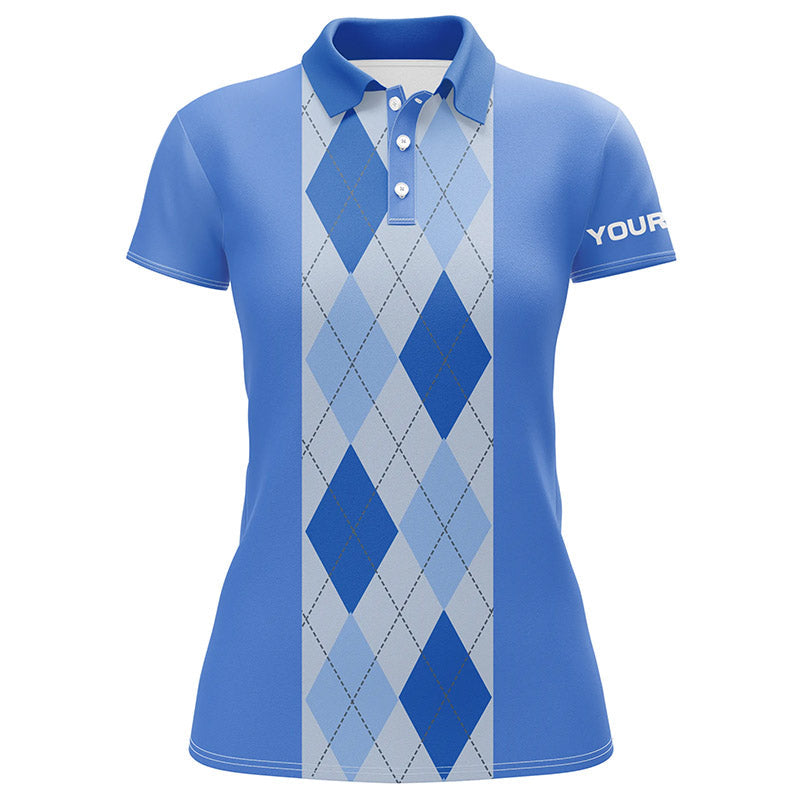 Navy Blue Argyle Plaid Women's Golf Polo Shirt | Custom Ladies' Golf Polos | Golfing Gift N7190