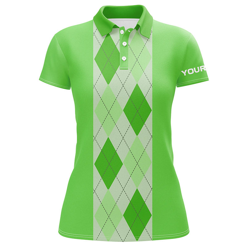 Women's Green Argyle Plaid Golf Polo Shirt - Custom Ladies' Golf Polo for Golfing Enthusiasts N7191