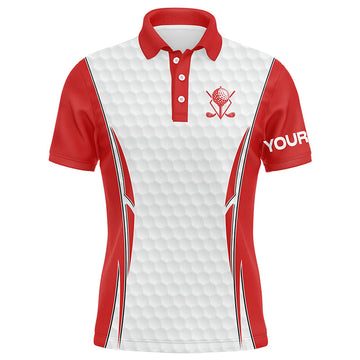 Red and White Men's Golf Polo Shirt - Custom Golf Outfit for Men - Ideal Golf Gift for Him N7341