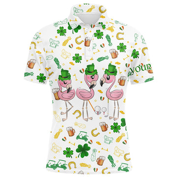 Men's Custom St. Patrick's Day Golf Polo Shirts with Flamingo Pattern N7201