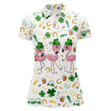 Women's Custom St. Patrick's Day Golf Polo Shirt with Flamingo Pattern N7201