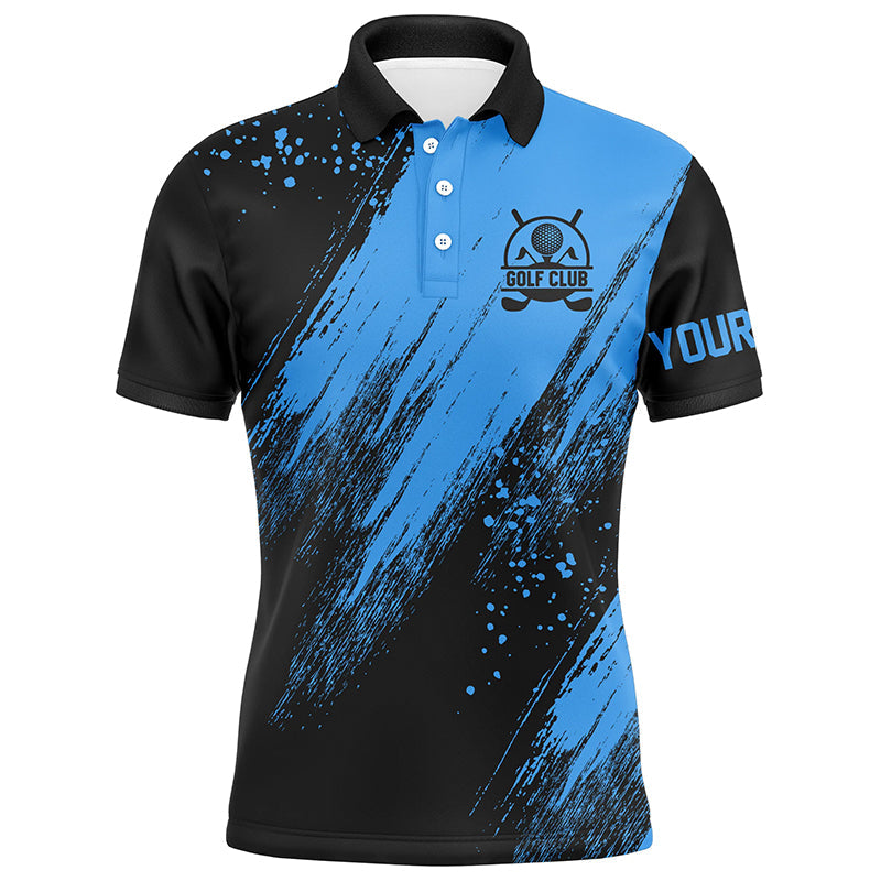 Men's Black and Blue Custom Golf Polo Shirts - Perfect Golfing Gifts N7345