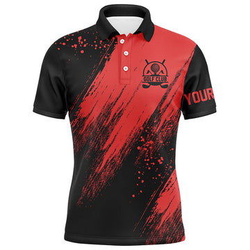 Black and Red Men's Golf Polo Shirts - Custom Golfing Gifts, Best Men's Golf Tops N7346