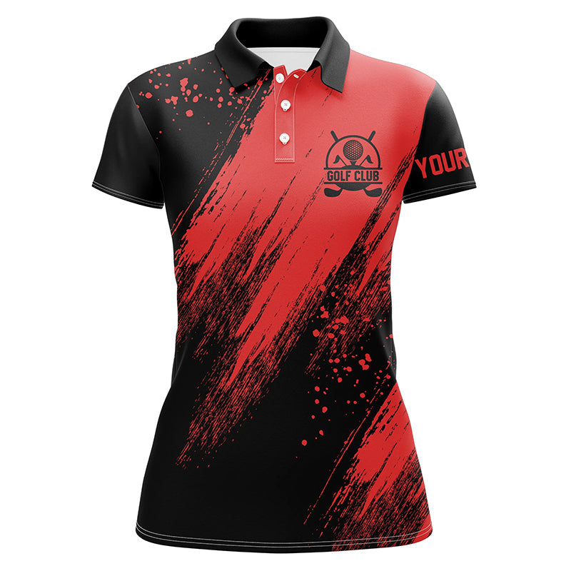 Personalized Black and Red Women's Golf Polo Shirt - Ideal Golfing Gift for Ladies N7346