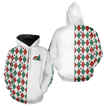 Custom Christmas Golf Hoodie, Red White Green Argyle Pattern, Perfect Golf Gifts for Him and Her N9038