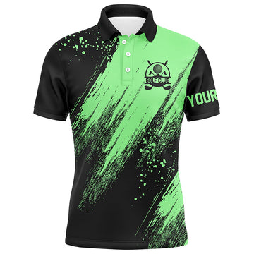 Men's Black and Green Golf Polo Shirt - Customizable Golfing Gift N7088