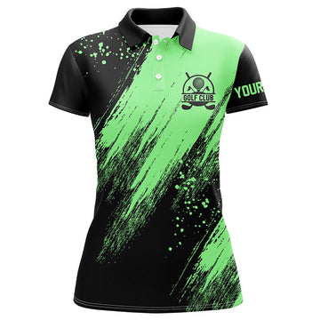 Personalized Black and Green Women's Golf Polo Shirt - Ideal Golfing Gift for Ladies N7088