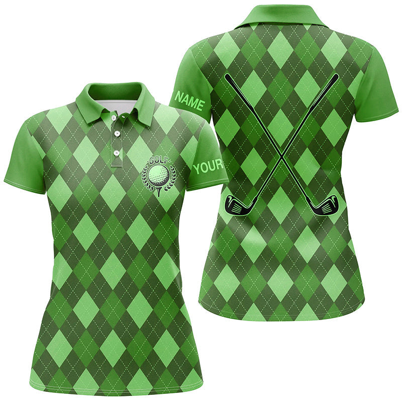 
Personalized Green Argyle Women's Golf Polo Shirt | Custom Name Golf Outfit | Ideal Gift for Golf Enthusiasts
 N8133