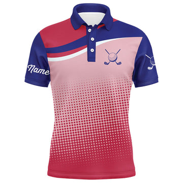 Men's Custom Red and Blue Sport Pattern Golf Polo Shirts - Perfect Golfing Gifts N7092