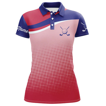 Women's Custom Red and Blue Sport Pattern Golf Polo Shirts - Stylish Golfing Gifts for Ladies N7092