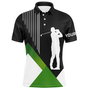 Men's Black and Green Custom Golf Polo Shirts for Team, Women's Golf Tops N7104