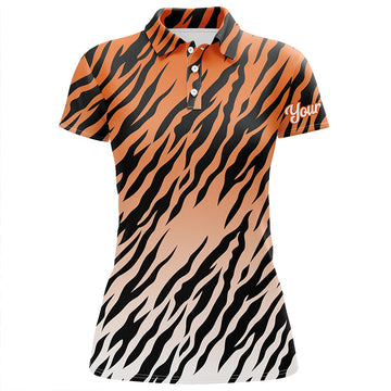 Women's Orange Tiger Stripes Golf Polo Shirt N6299