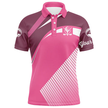 Men's Pink Golf Polo Shirts - Customized Golf Tops for Men, Personalized Golf Gifts N7128