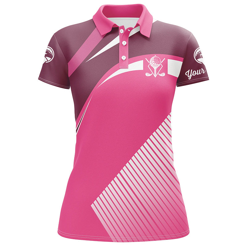 Customized Pink Women's Golf Polo Shirts with Personalized Name - Unique Golf Gift for Ladies N7128