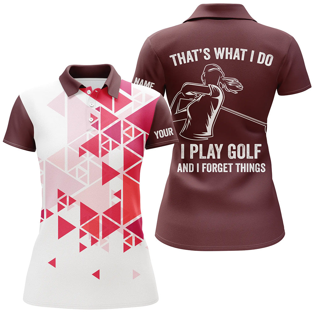 Women's Red Triangle Pattern Custom Golf Polo Shirt - Perfect for Golf Enthusiasts N7428