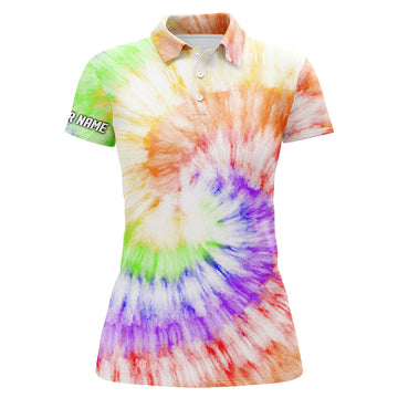 Women's Tie Dye Golf Polo with Custom Name N5435