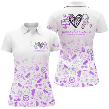 Custom Purple Heart Peace Love Cure Women's Golf Polo Shirt N7009