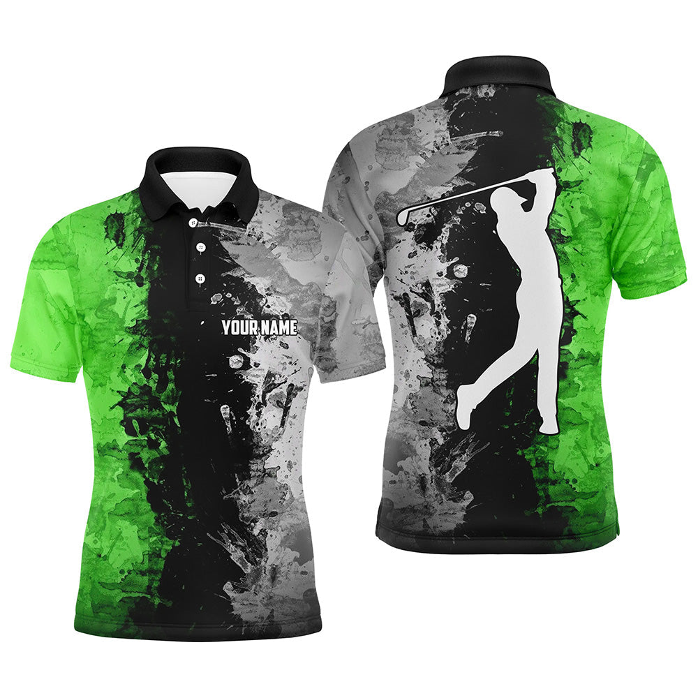 Men's Custom Green Camo Golf Polo Shirt - Stylish Golf Attire for Men N7011