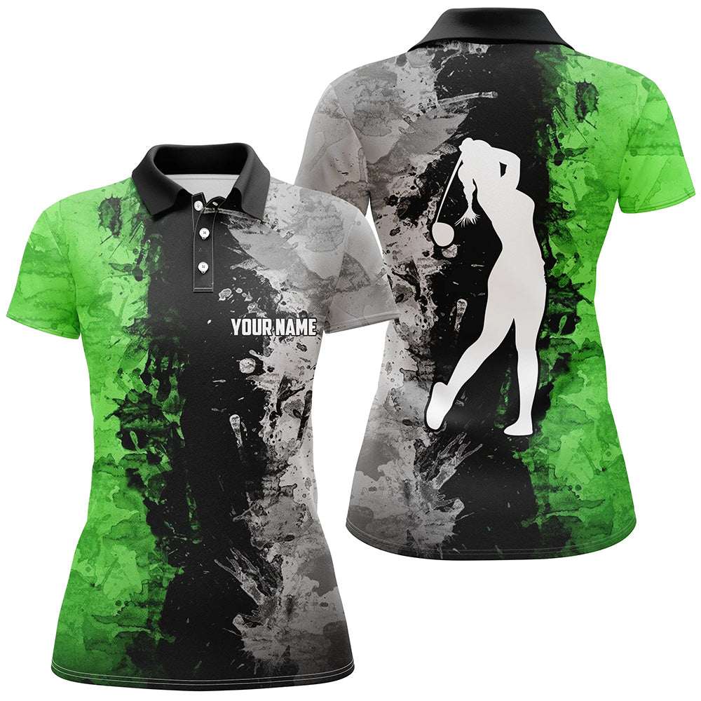 Custom Green Camo Women's Golf Polo Shirt - Stylish Golf Top for Ladies N7011