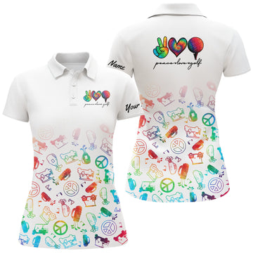 Women's Watercolor Peace Love Golf Polo Shirt N4670