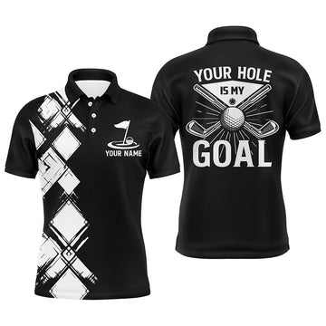 
Men's Black and White Argyle Golf Polo Shirt - Custom Golf Outfit, Comfortable Fit, Stylish Design
 N8249