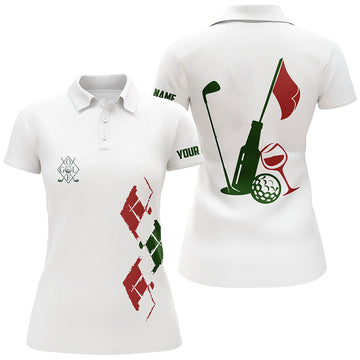 Women's Vintage Golf Polo Shirt - Custom Design for Golf and Wine Enthusiasts N6598