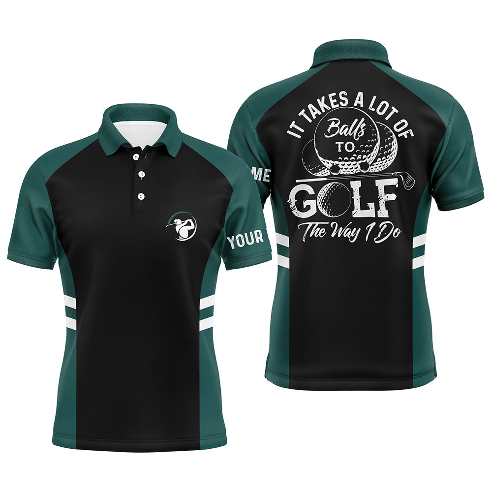 Men's Black and Green Golf Polo Shirt - Customized Golf Gift for the Brave Golfer N6435