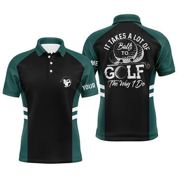 Men's Black and Green Golf Polo Shirt - Customized Golf Gift for the Brave Golfer N6435