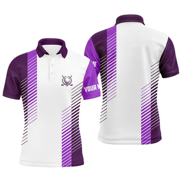 Purple and White Men's Golf Polo Shirt - Custom Golf Ball Design - Premium Golf Wear for Men N7187