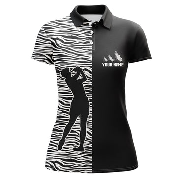 Women's Black and White Golf Polo Shirt - Personalized Golf Gift for Women N4003