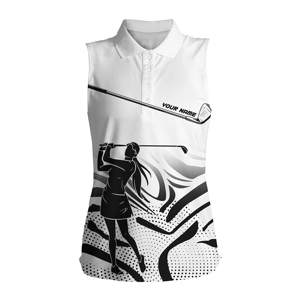 
Custom Black and White Camo Women’s Sleeveless Golf Polo Shirt - Personalized Golf Attire
 N8152