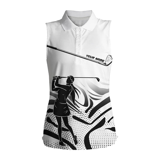 
Custom Black and White Camo Women’s Sleeveless Golf Polo Shirt - Personalized Golf Attire
 N8152