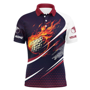 
Custom Men's Golf Polo Shirt, Navy & Pink Pattern, Flame Golf, Lightweight, Comfortable Fit
 N8170