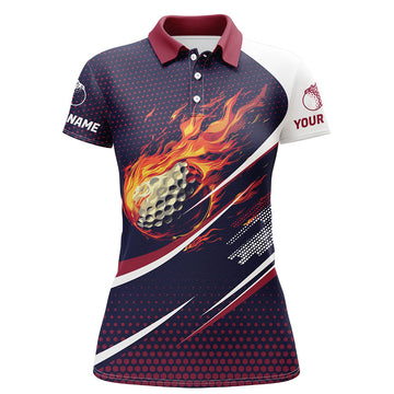 
Flame Women's Golf Polo Shirt, Navy and Pink Pattern, Custom Fit, Stylish Ladies Golf Outfit
 N8170