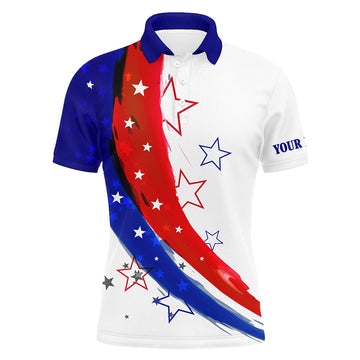 Customized Red, White, and Blue Stars Men's Golf Polo Shirts - Premium Golf Apparel for Men N7120