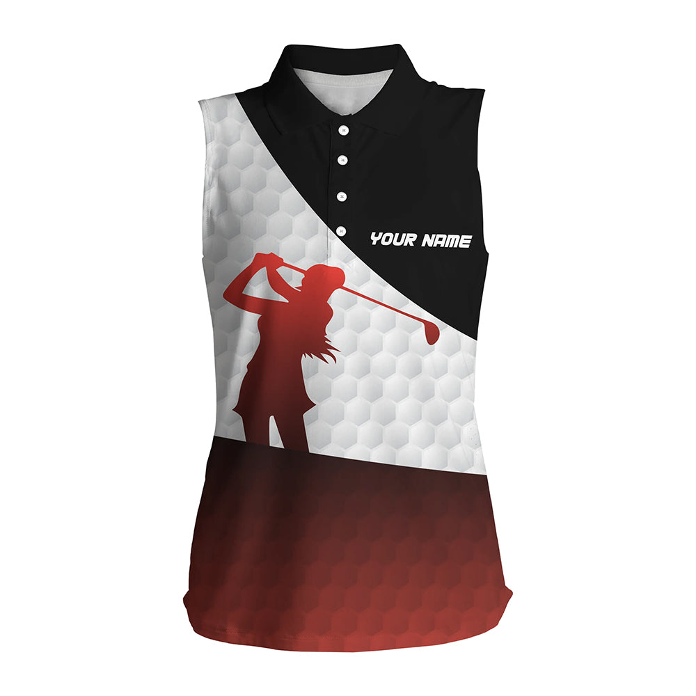 
Women's Custom Black and Red Gradient Golf Polo Shirt - Sleeveless Golf Attire for Ladies
 N8181