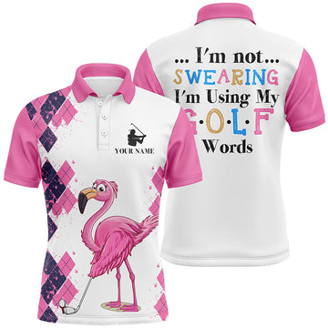 Pink Argyle Pattern Flamingo Custom Men's Golf Polo Shirt - Golf Enthusiast's Choice N7426