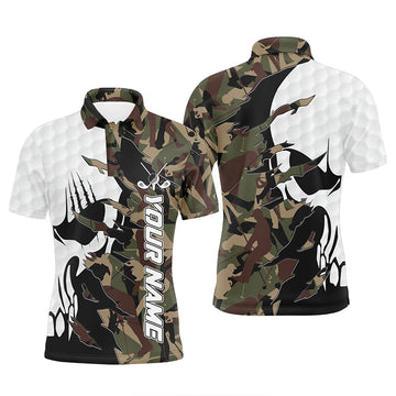 Men's Customized Golf Polo Shirts with Camo Design - Personalized Golf Skull Tees for Men, Ideal Golf Gifts N6999