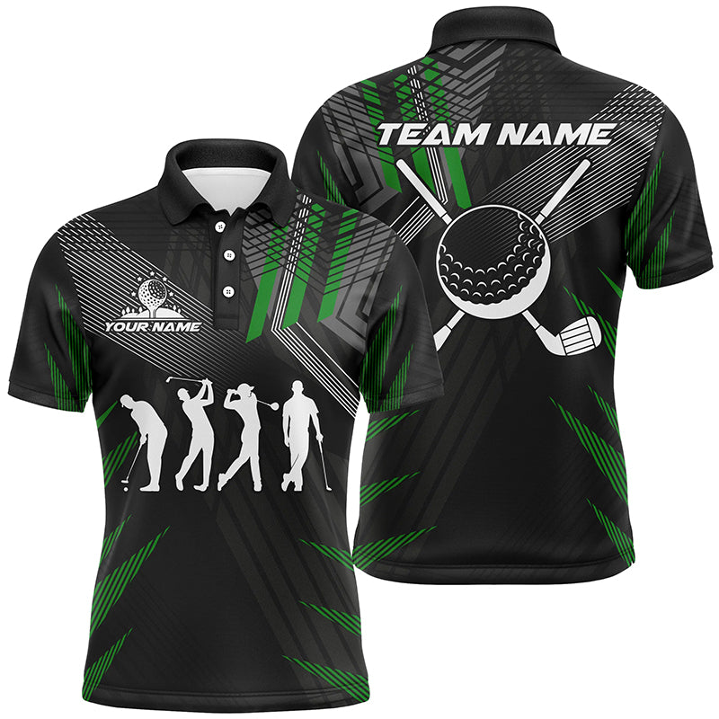 Men's Custom Black and Green Golf Polo Shirts - Team Golf Attire N7429