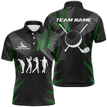 Men's Custom Black and Green Golf Polo Shirts - Team Golf Attire N7429
