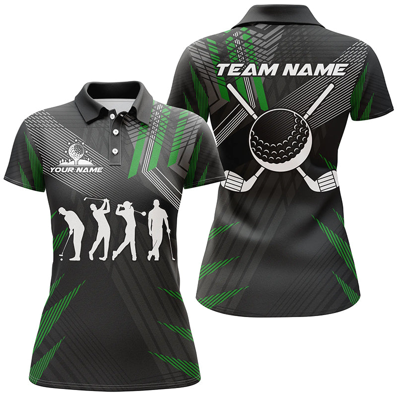 Women's Custom Black and Green Golf Polo Shirts - Team Golf Attire for Ladies N7429