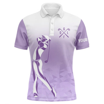 Customized Purple and White Men's Golf Polo Shirts - Ideal Golf Gifts for Men N7268