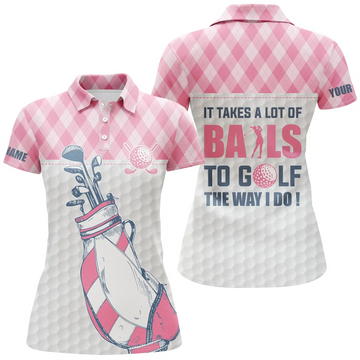 Ladies' Pink Argyle Pattern Golf Polo Shirt - Stand Out on the Green! N4711