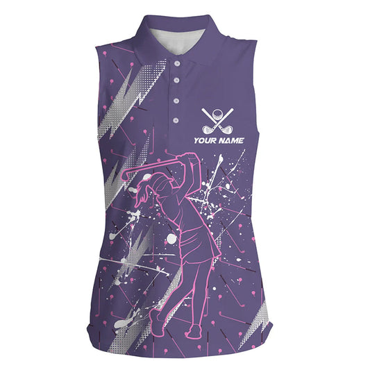 
Women's Sleeveless Polo Shirt - Custom Purple Camo Golf Shirt, Perfect Golf Gift for Ladies
 N8223